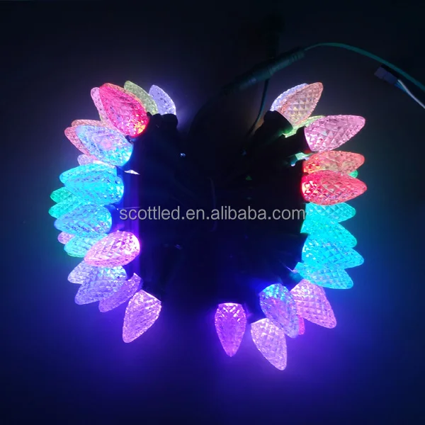 S20 c7 C9 Crystal light black wire LED programmable ws2811 christmas lights