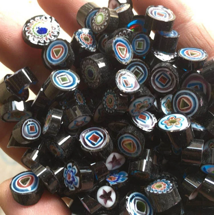 Factory Price Wholesale COE 95 Colorful Millefiori Glass Bead Slices for DIY Glass Jewelry Mosaic Decoration