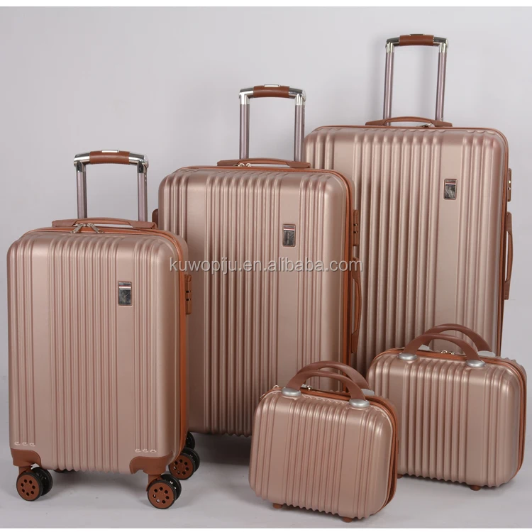 5-Piece Travel Set - Black hard side luggage Spinner 4 wheels trolley abs plastic trolly suitcase