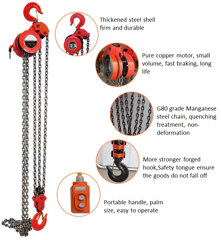 
group lifting tools 380v 50 HZ DHP type electric chain block hoist with undless chain 