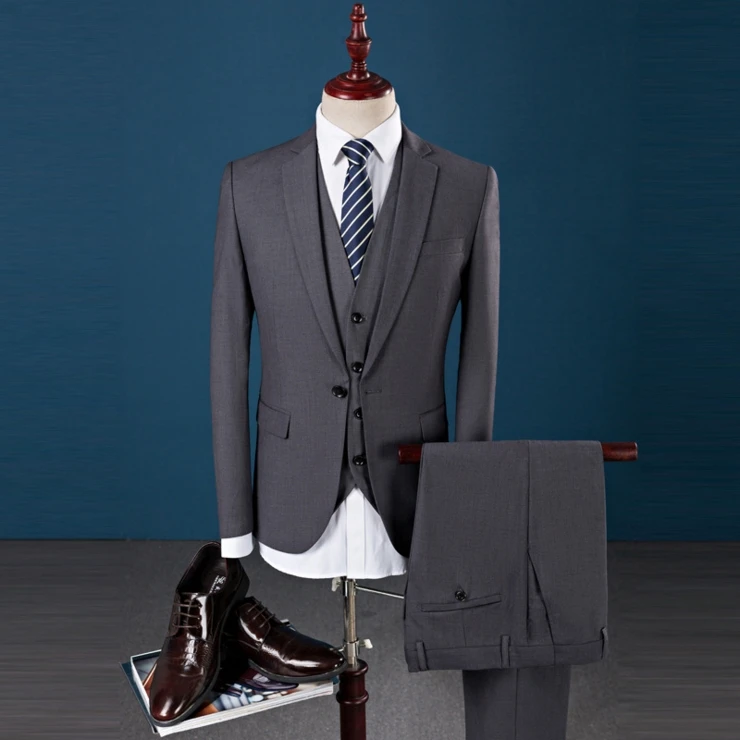 
Fashion (Jacket+Pants+Vest) Bridegroom Business Dress Wedding Suits Men Red Blazer 