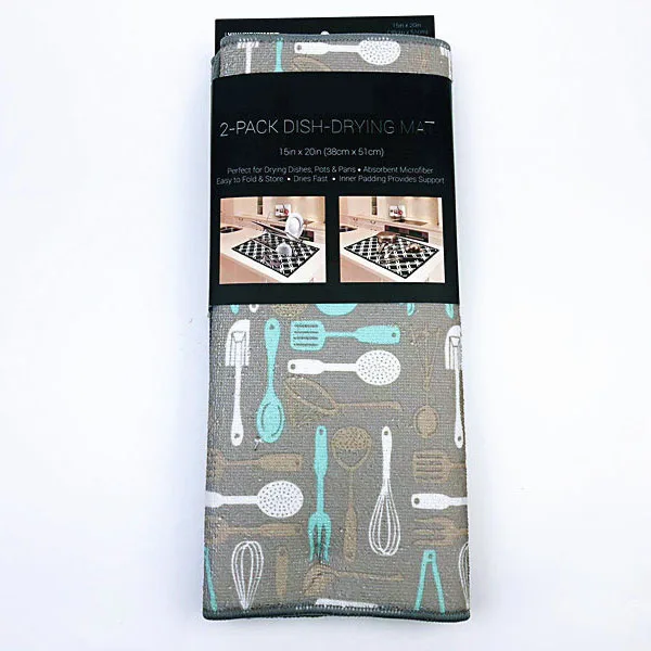 Printed Dish Dry Mat Dish Drying Mat Microfiber