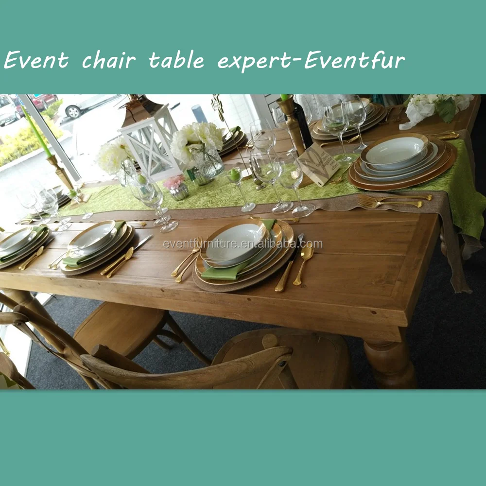 Hard solid wood dining farm table chair