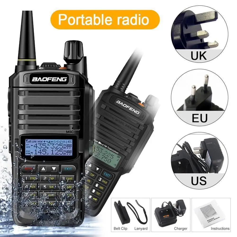  Baofeng UV-9R плюс Водонепроницаемый иди и болтай Walkie Talkie CB радио Высокая мощность VHF Любительская рация двойного диапазона портативная приёмопередаточная радиоустановка 10 км