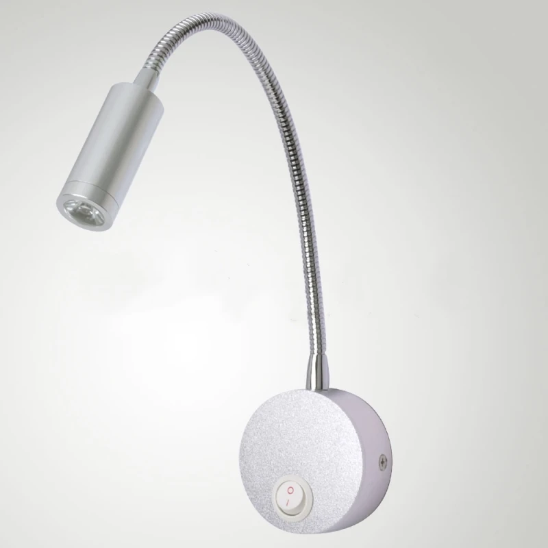 1*3W Flexible Gooseneck LED Reading Lamp Bedside Wall Light with Switch