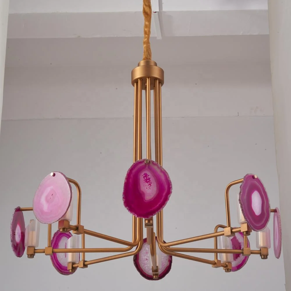 2019 new interior staircase decoration color agate iron-plated residential room lighting led chandelier