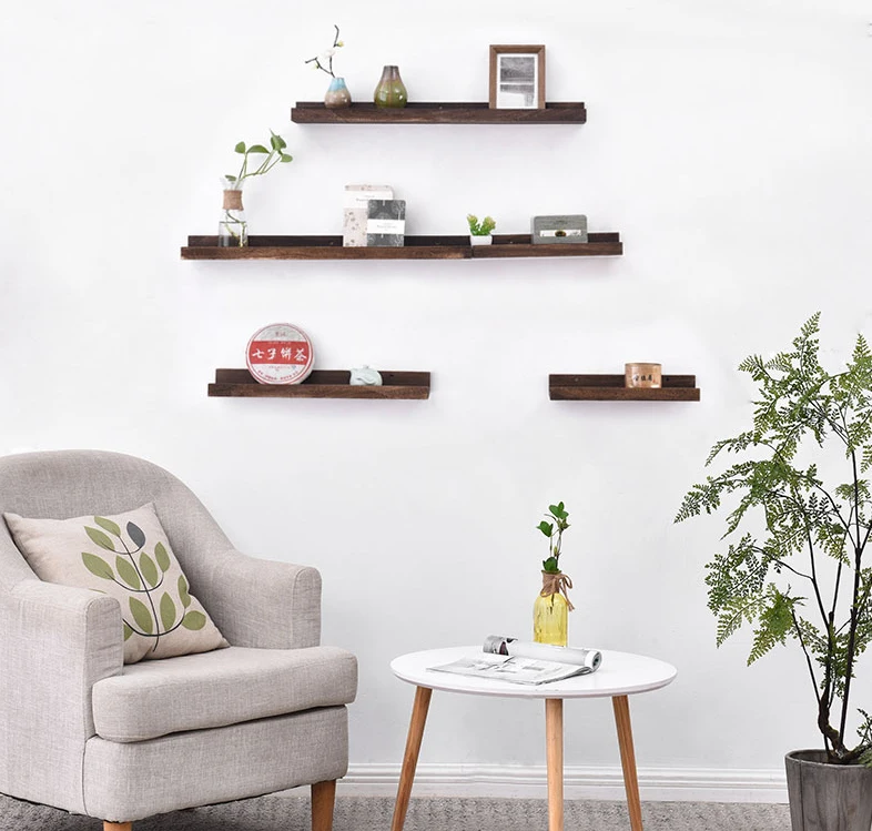 Solid Wood U-shaped Decorative Wall Shelf in Interior Antique Design Natural Living Room Furniture Modern Home Furniture