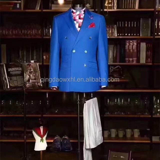 Wholesale Men Suit Blazer Anti-Shrink Striped Double Breasted Men Suit