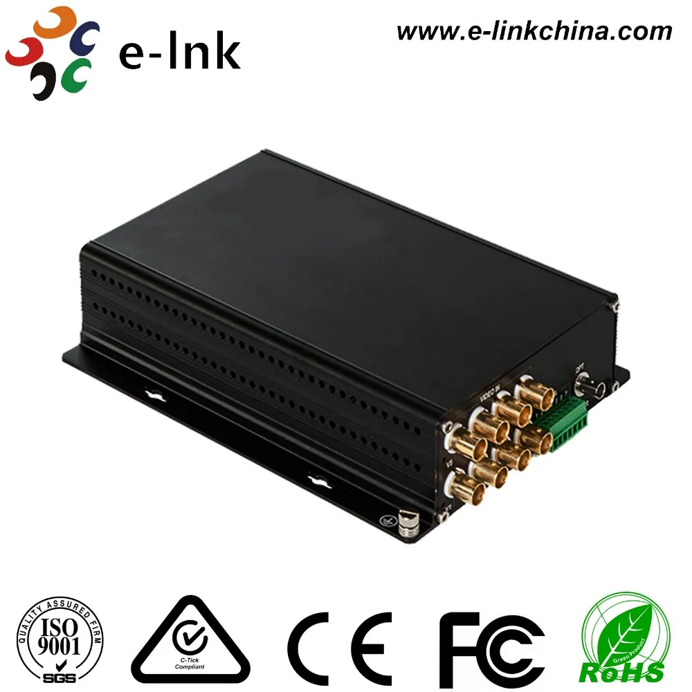E-link 1310nm 8 портов 20km -40ºC to +85ºC видеонаблюдение оптоволоконный трансивер передатчик видеосигнала по оптоволокну