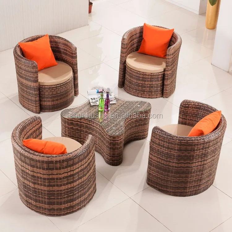 Красивый стиль, садовый плетеный стол и стул, мебель из ротанга для балкона