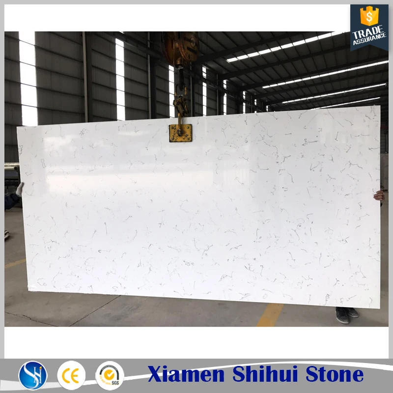 SHIHUI Engineering Stone Project One-stop Solution Artificial Snow White Quartz Stone Slab For Composite Dining Table Top