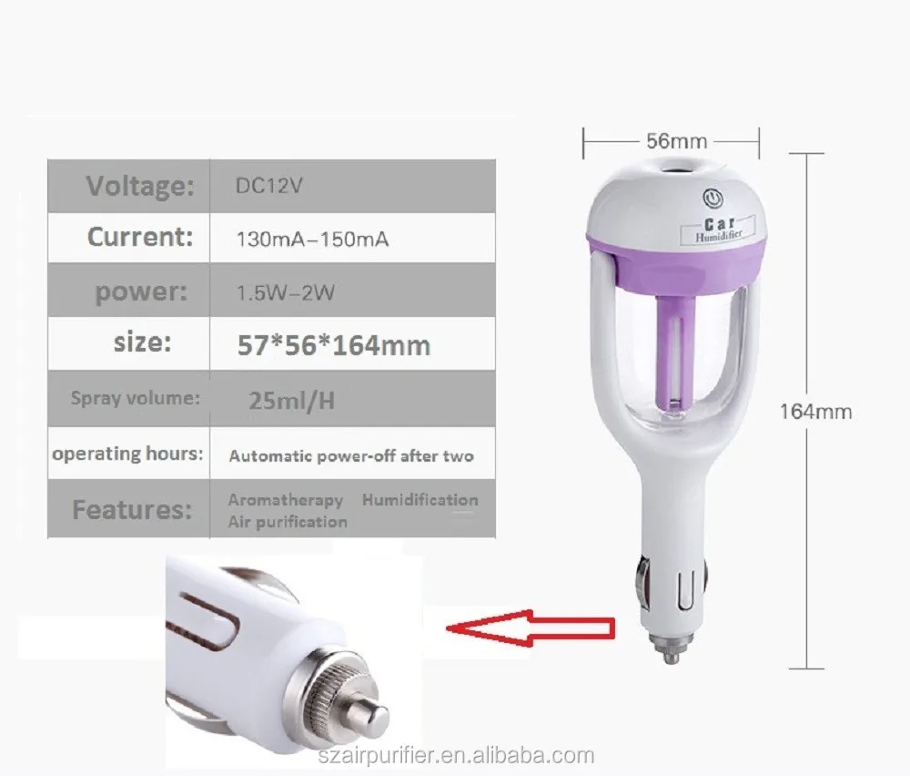 12V Car Steam Air Humidifier Aroma Diffuser Mini Air Purifier Aromatherapy Essential Oil Diffuser Mist Maker Fogger