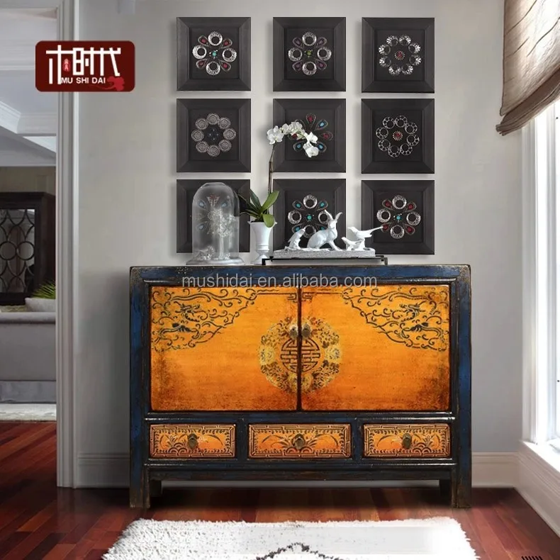 
Chinese solid wooden painted furniture unique furniture wooden painted furniture solid wood home storage cabinet storage cabinet 