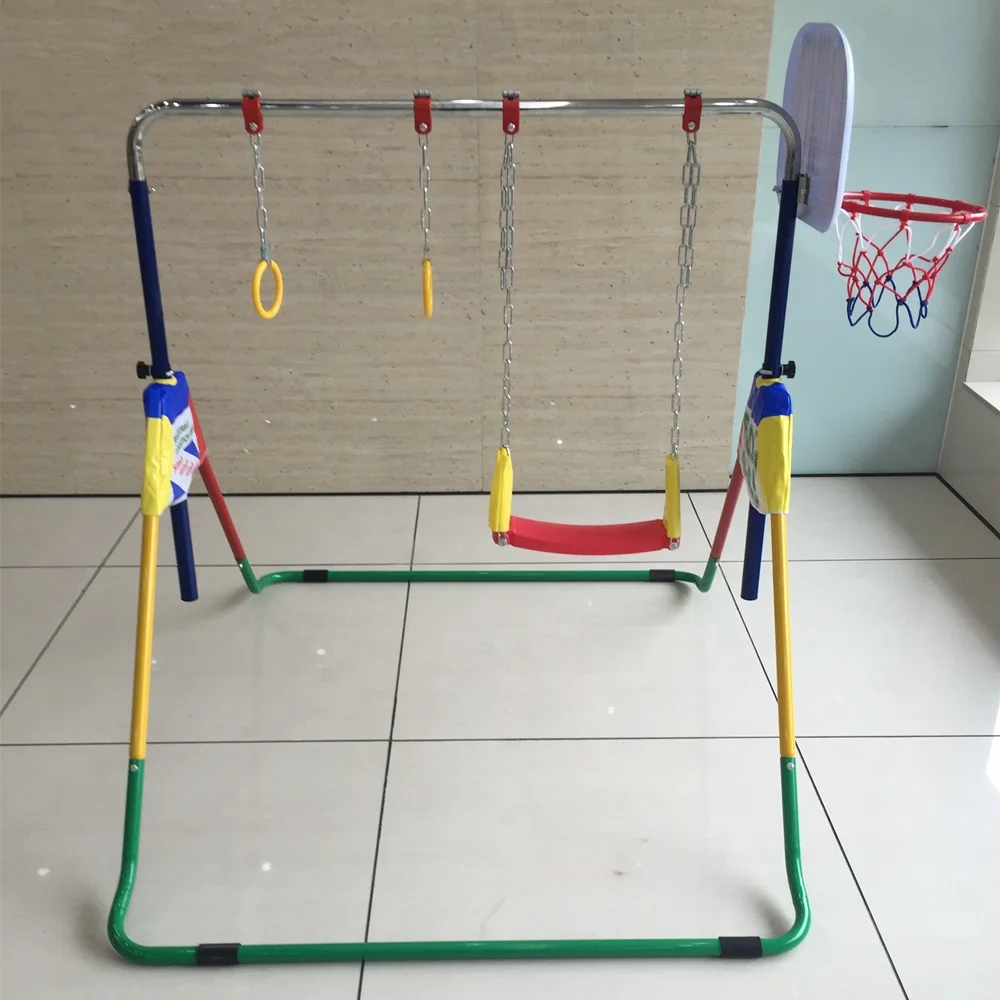 Gymnastics Equipment Indoor Kids Horizontal Bar With Rings, Swing, Basketball