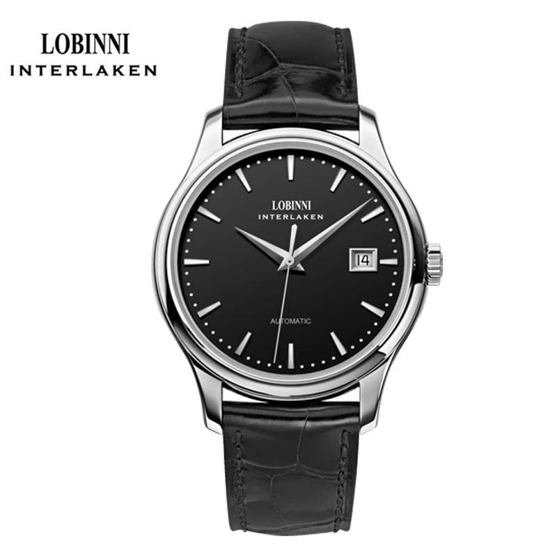 Lobinni 2020 популярные часы herren uhr с черным циферблатом, Ультратонкие мужские часы с автоматическим механизмом в виде Чайки