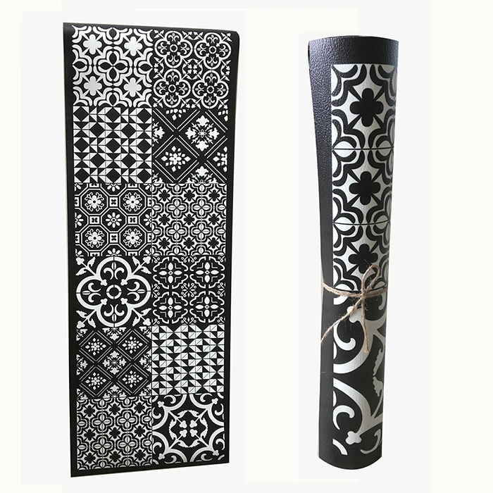 Hot Sale PVC Vinyl Rugs Carpet for Home and Outdoor with Ivory Barcelona Tile Printing