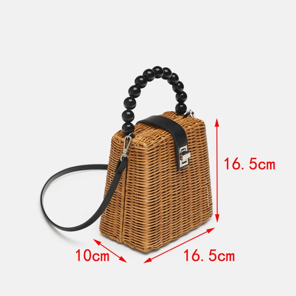 2022 Brand Designer bead hand-woven straw bag women small Tote Bags for Summer Beaded Handle Bag for Girl