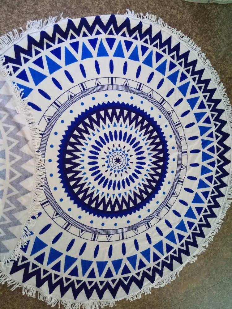 Sheng Chun New Summer Large Microfiber Printed 1.5m Round Beach Towels With Tassel Circle Beach Towel Serviette De Plage