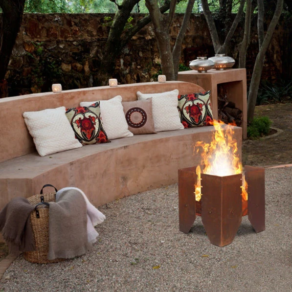 Современная Садовая портативная металлическая наружная пожарная яма из кортеновой стали