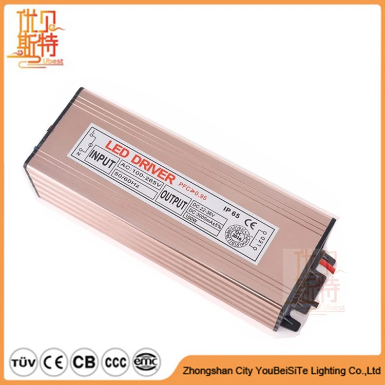100W Constant Current Led Driver 3000MA, SMD IC waterproof electronic led driver