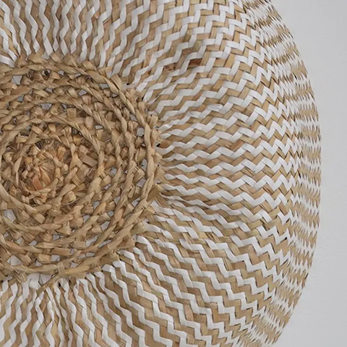 QJMAX Natural Woven Seagrass Tote Belly Basket For Storage Laundry Picnic