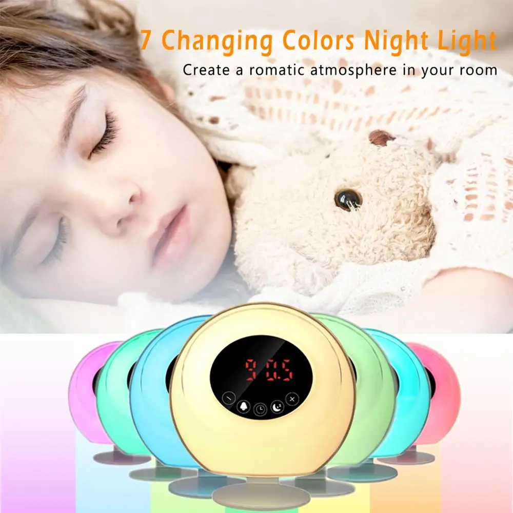 Лидер продаж 2022, будильник с подсветкой восхода солнца, Настольные Цифровые часы с будильником