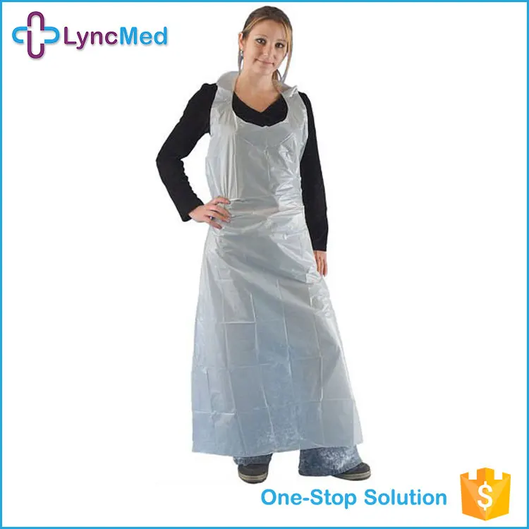 
Disposable Hospital Apron Medical LDPE Material PE Blue/white Shanghai Free OEM ISO 13485 and CE Certificate 50 Ctns Lyncmed 