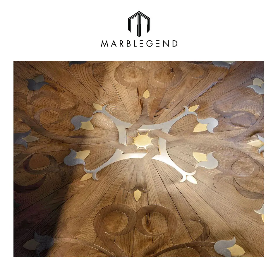 Manufacture wood flooring design prices unique hardwood marquetry wood inlay parquet floor tiles