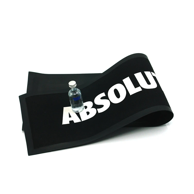 Factory Custom  Logo 420g Eco-Friendly PVC Beer Mat Non-Slip Rubber Bar Mat Absorbent Feature Christmas Party Silicone Bar Mat