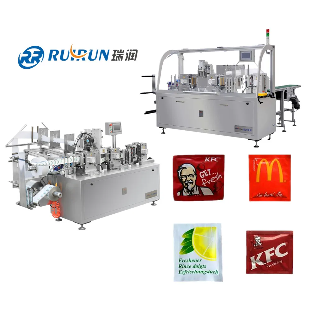 OEM manufacturer popular design 3D glasses cleaning single wet wipes machine four- side sealing machine