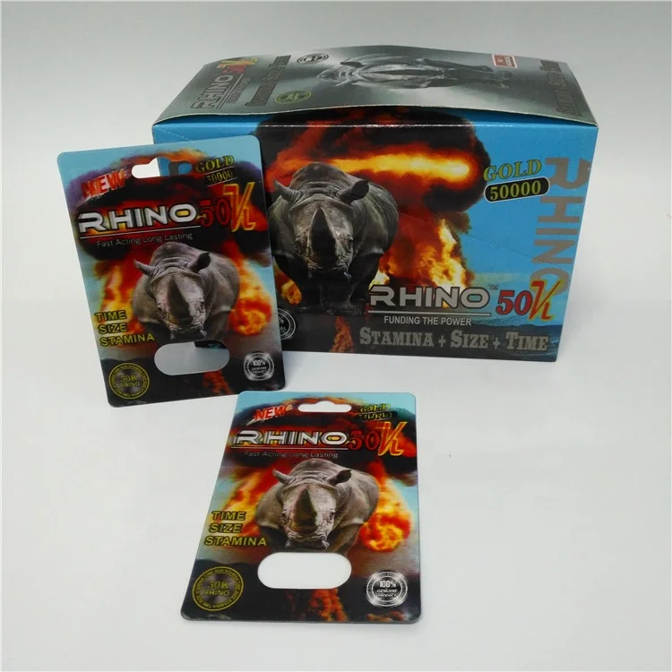 Plastic pill bottle capsule male enhancement pill package 3D card boxes Go Rhino Gold 3D blister card complete set