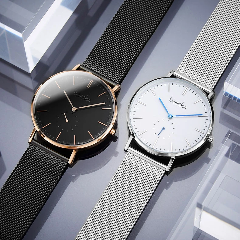 Simple Men Watch 3ATM Water Resistant Milanese Analog Watch Waterproof Japan MOVT Slim SS Case Quartz Business Battery Watch