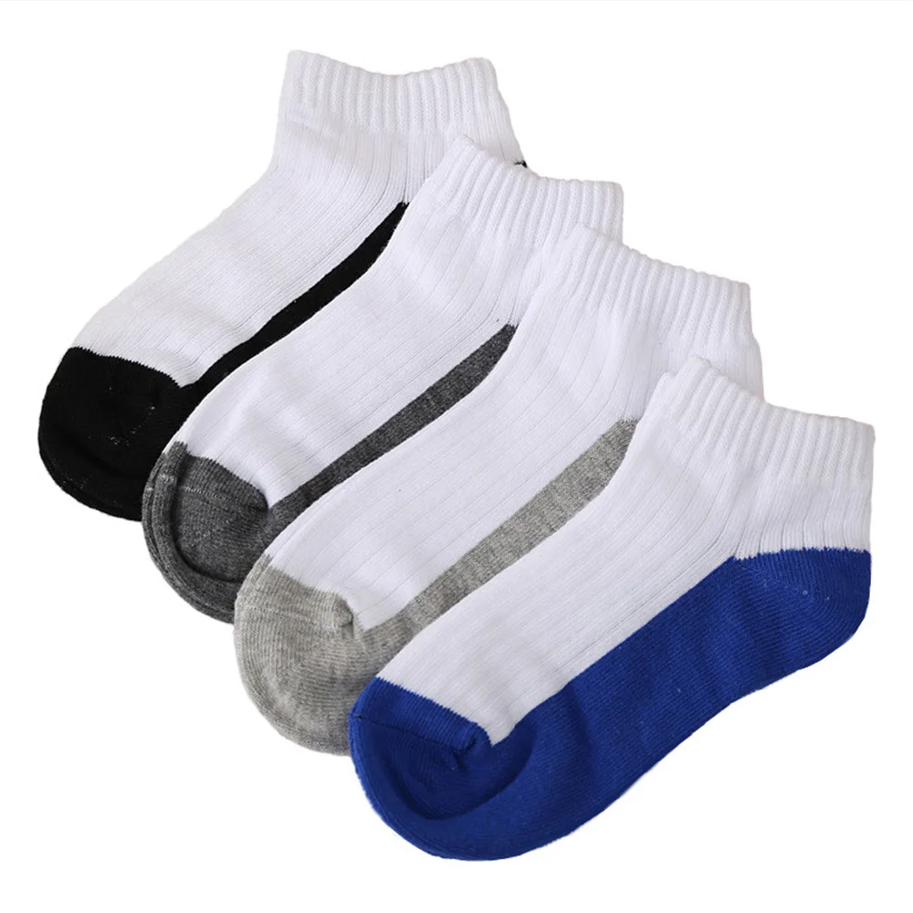 Custom Black Sole White Short Sport Socks for School Children