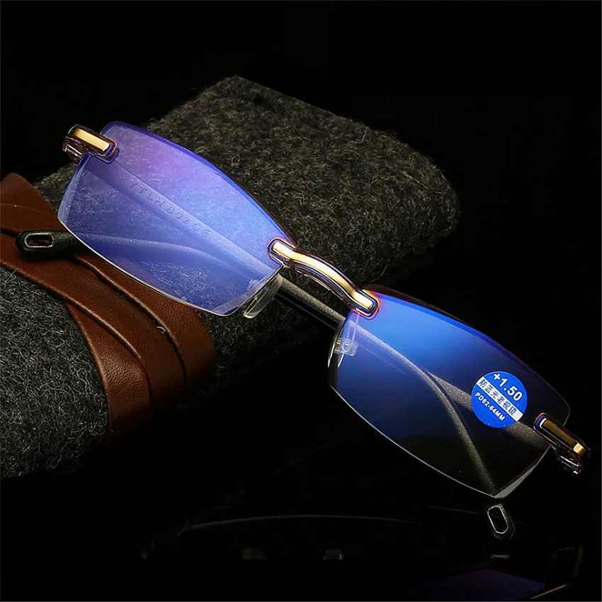 Hot Selling Fashion Cheap Unisex Men Women Rimless Reading Glasses Anti Blue Light Reading Glasses