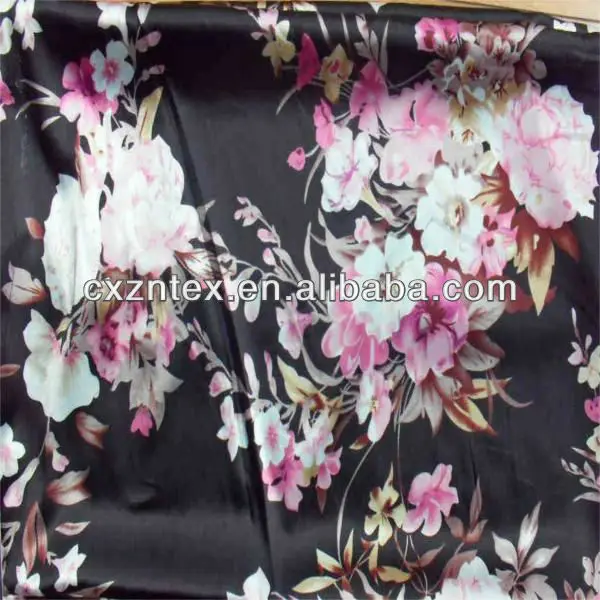 floral polyester satin dress fabric