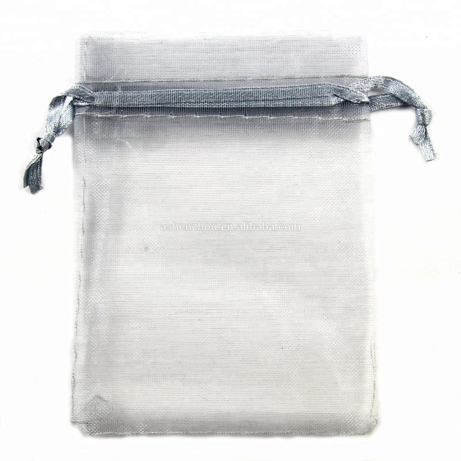 High quality popular custom wedding gift pouches small drawstring mesh silver jewelry organza bags