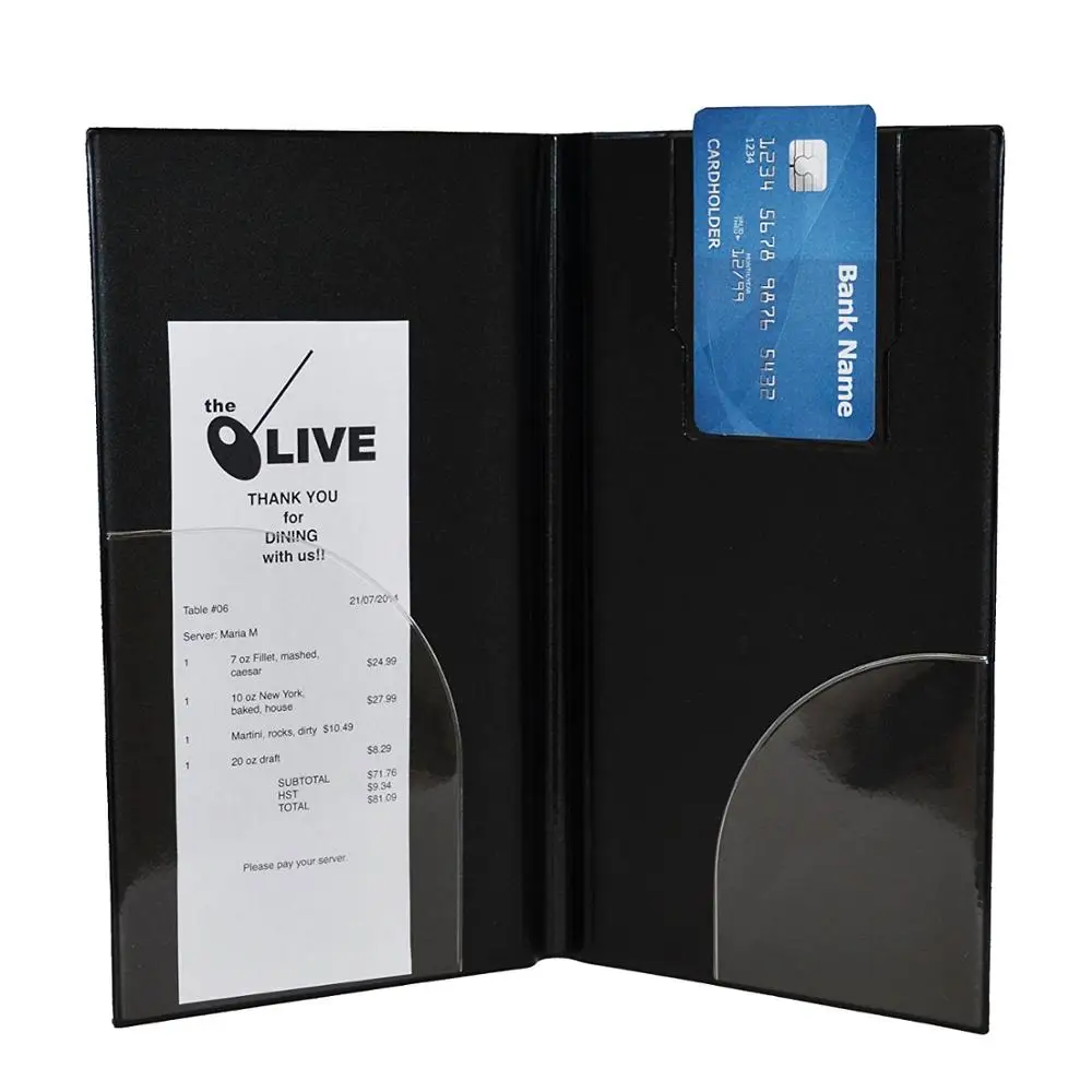 Принадлежности для ресторана, дешевая черная доска из ПВХ для меню карт, гостевая Серверная книга для отеля, папка для купюр, держатель блокнота для заметок