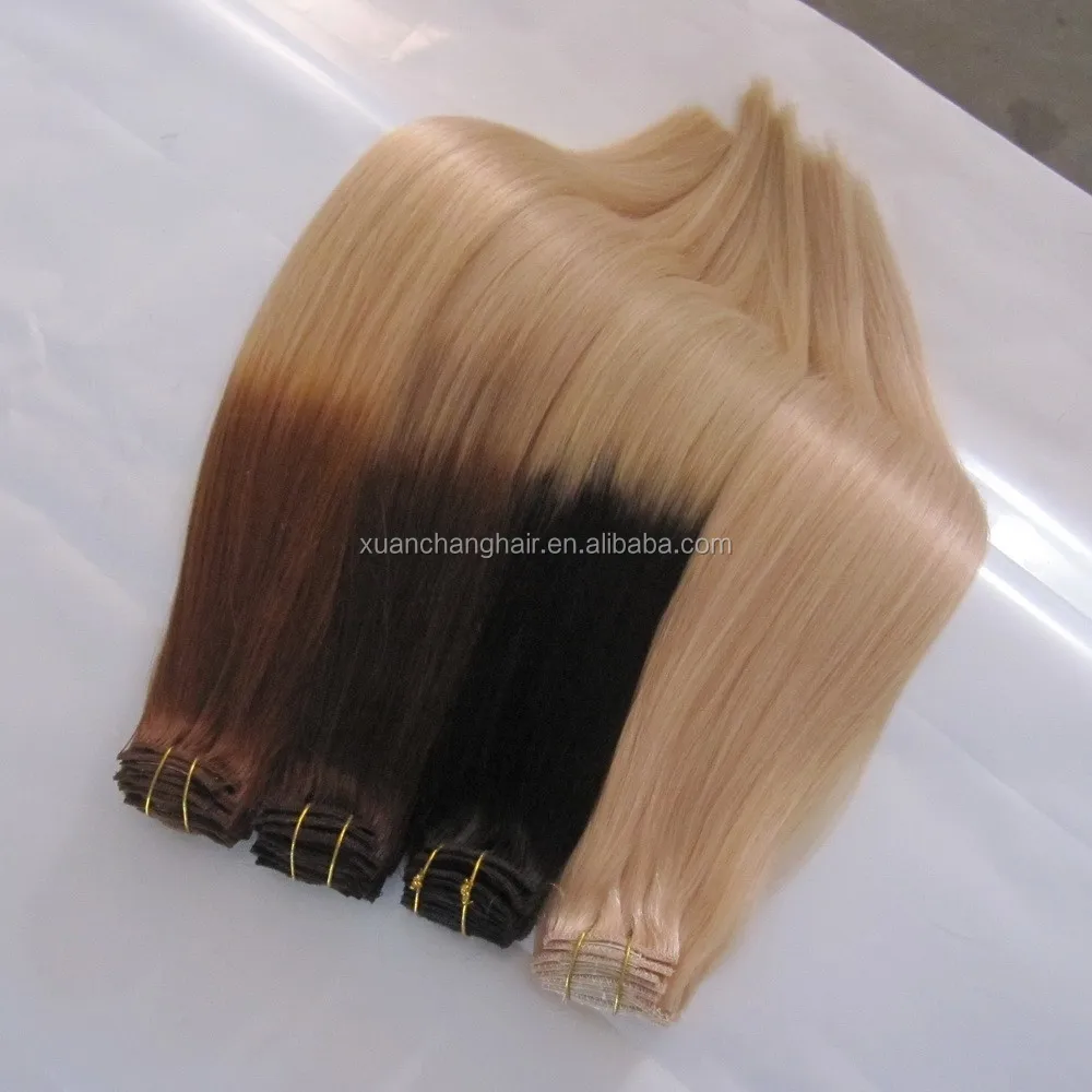 ombre color single piece human hair clip in one piece two tone