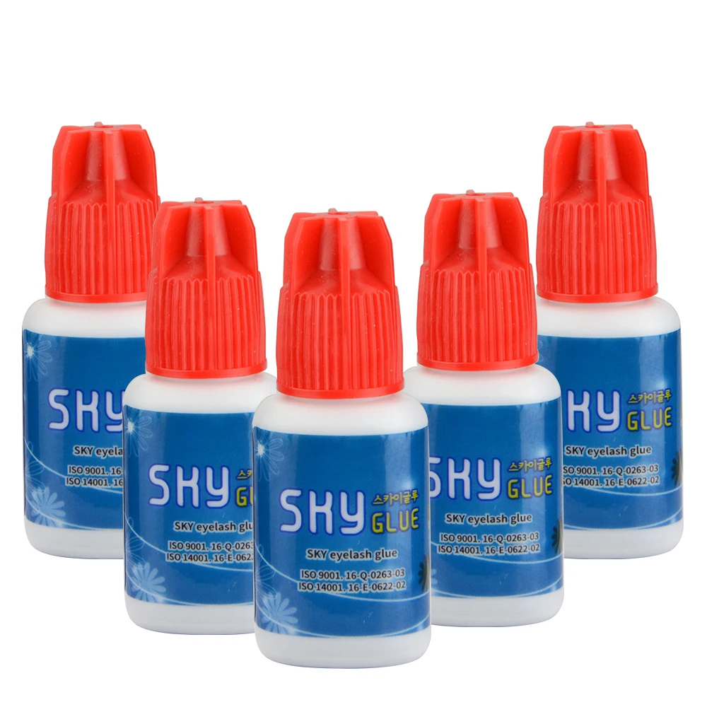 Korea Sky Crystal Black Private Label Eyelash Extension Glue 1 Second Lashes Glue Adhesive Red Cap