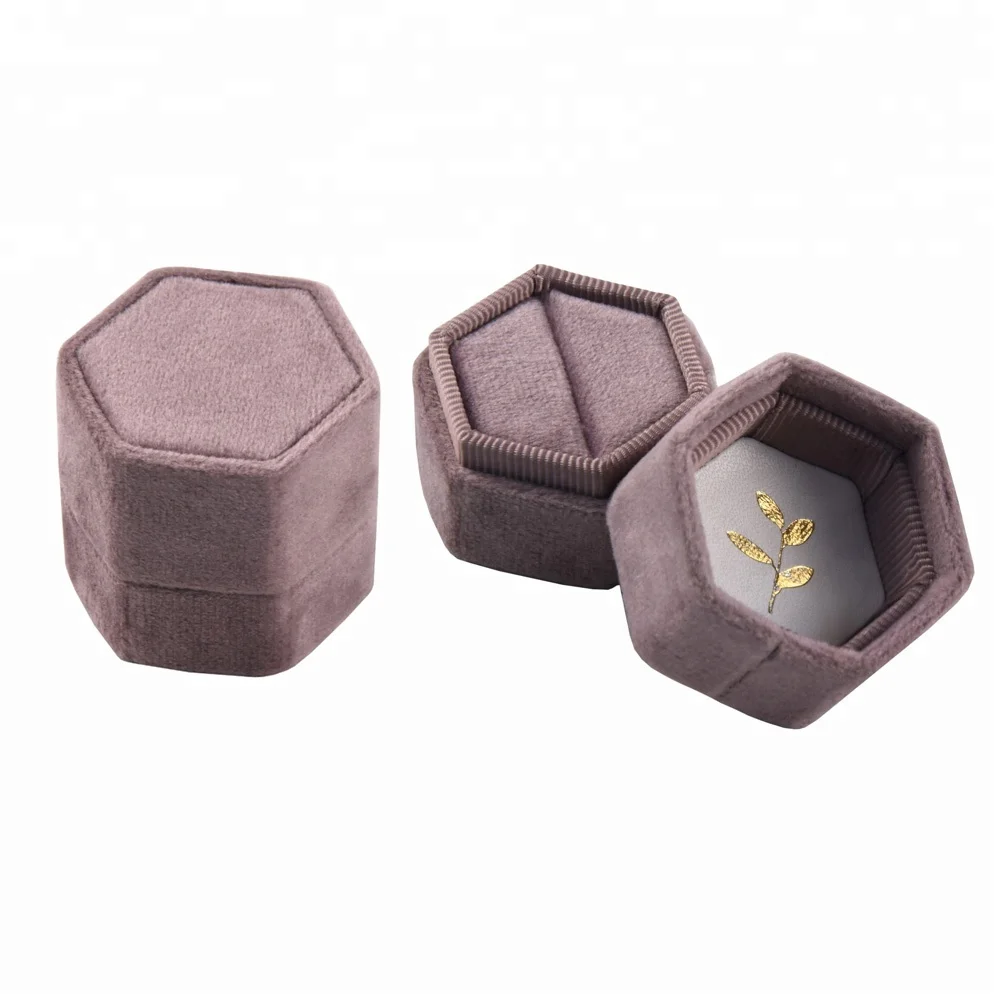 Custom square velvet material engagement ring box antique ring box with logo