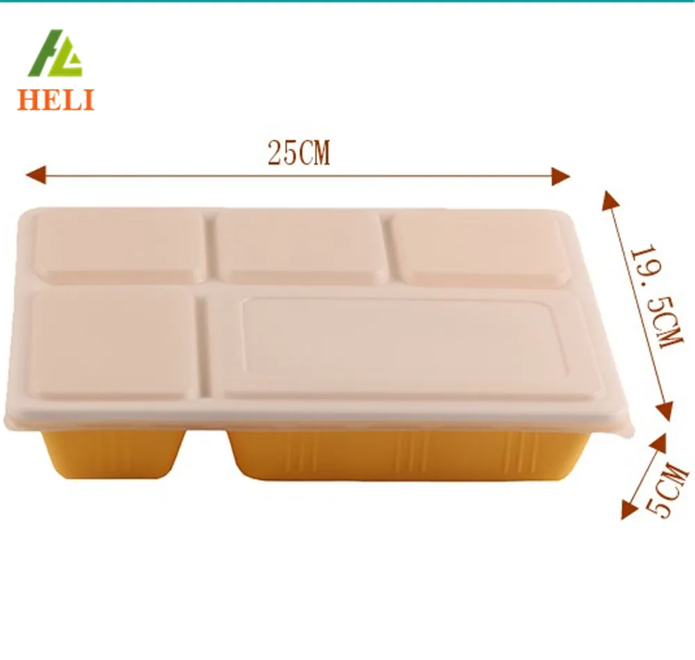 Vacuum Formed Disposable  5 Compartments Blister Plastic Food Trays with Lid