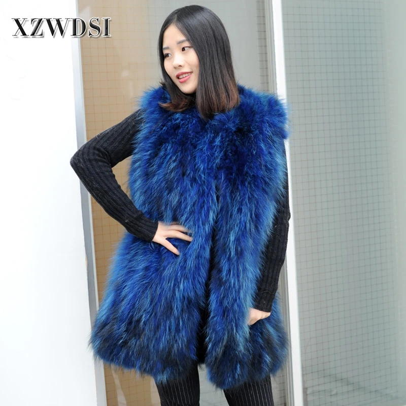 CX-G-B-63B Russian And Korean Style Winter Spring Raccoon Real Fur Short Vest