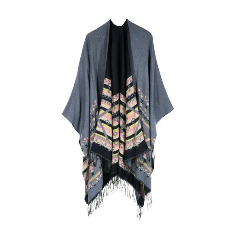 Hot sell Latest Design 2019 Winter Warm Wool Shawl Mexican Poncho for Women