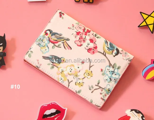 Encai Travel Vintage PU Passport Cover With Card Slots Floral Pattern Passport Holder