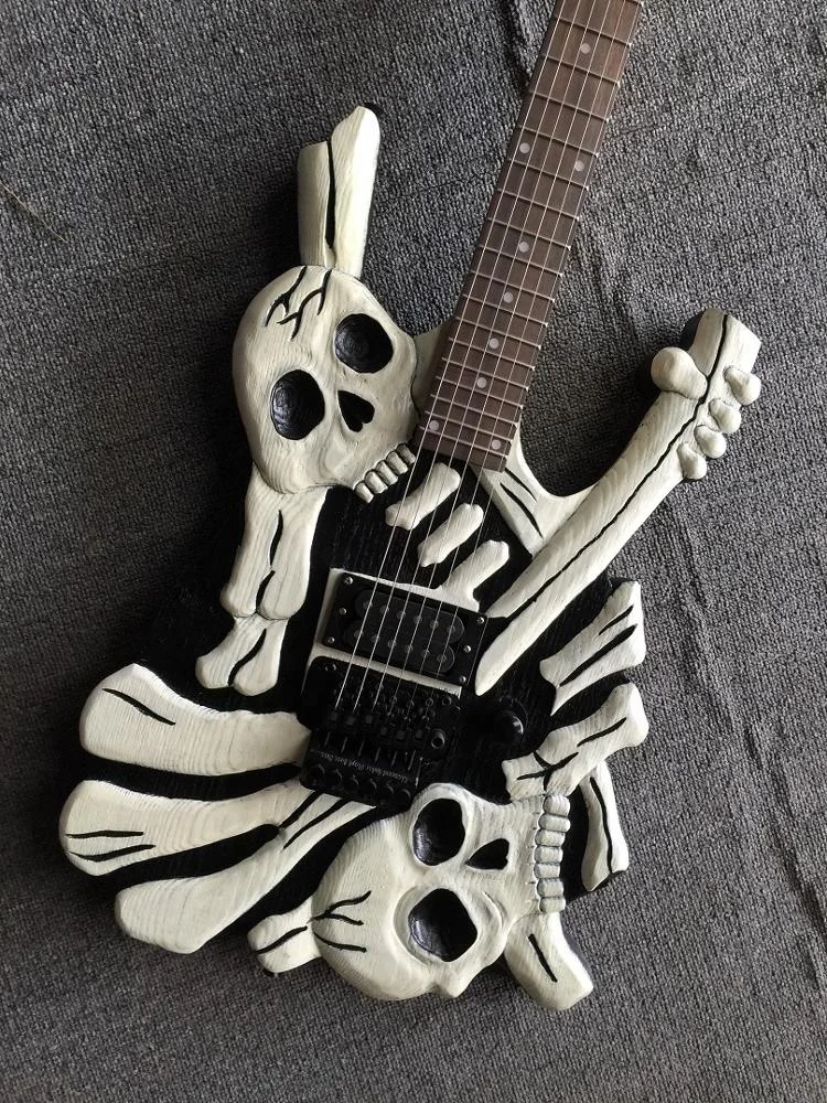 Weifang Rebon  carved black colour electric guitar