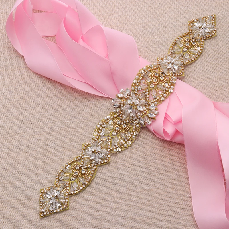 Elegant Bridal Gowns With Crystal And Rhinestone Sash