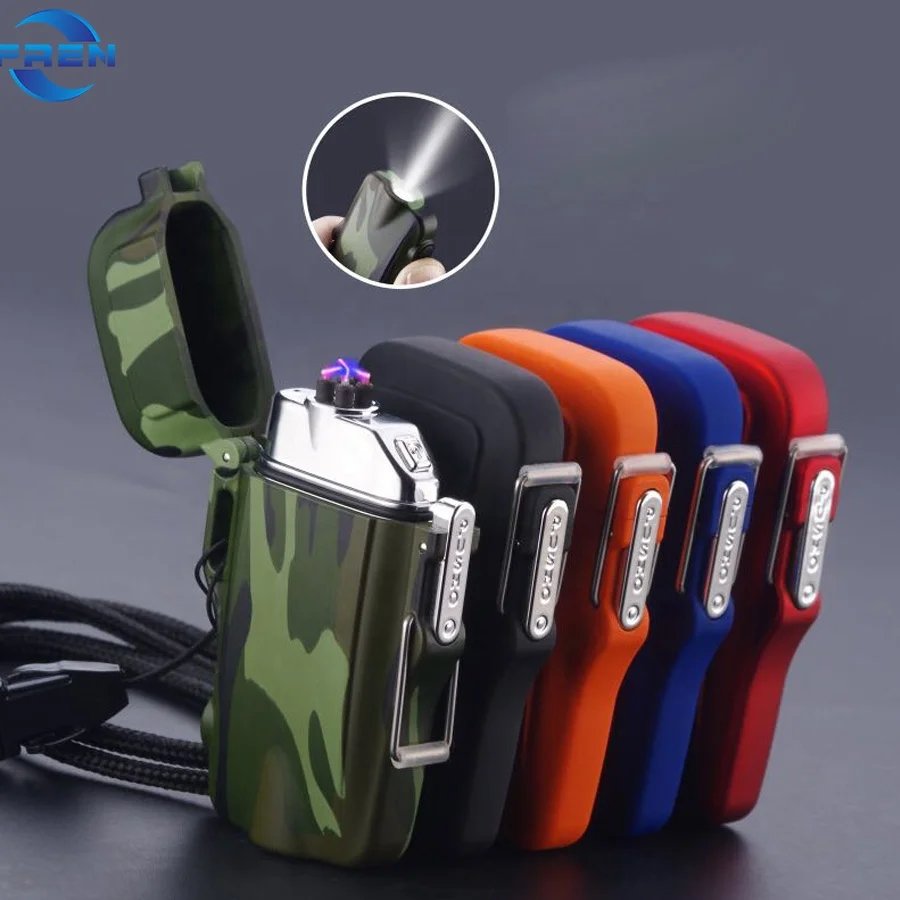 Лучшая уличная водонепроницаемая ветрозащитная зажигалка USB перезаряжаемая с двойной дугой и светодиодным фонариком