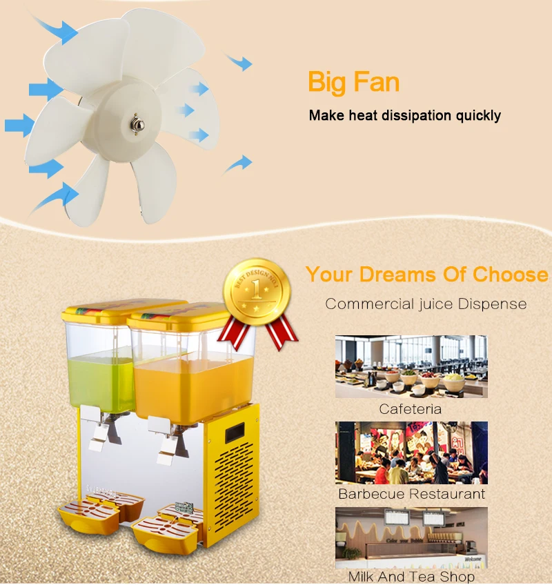 2 tanks Cold Juice Dispenser Beverage Commercial Smoothie Maker Slushy Making Machine with Spigot 18L