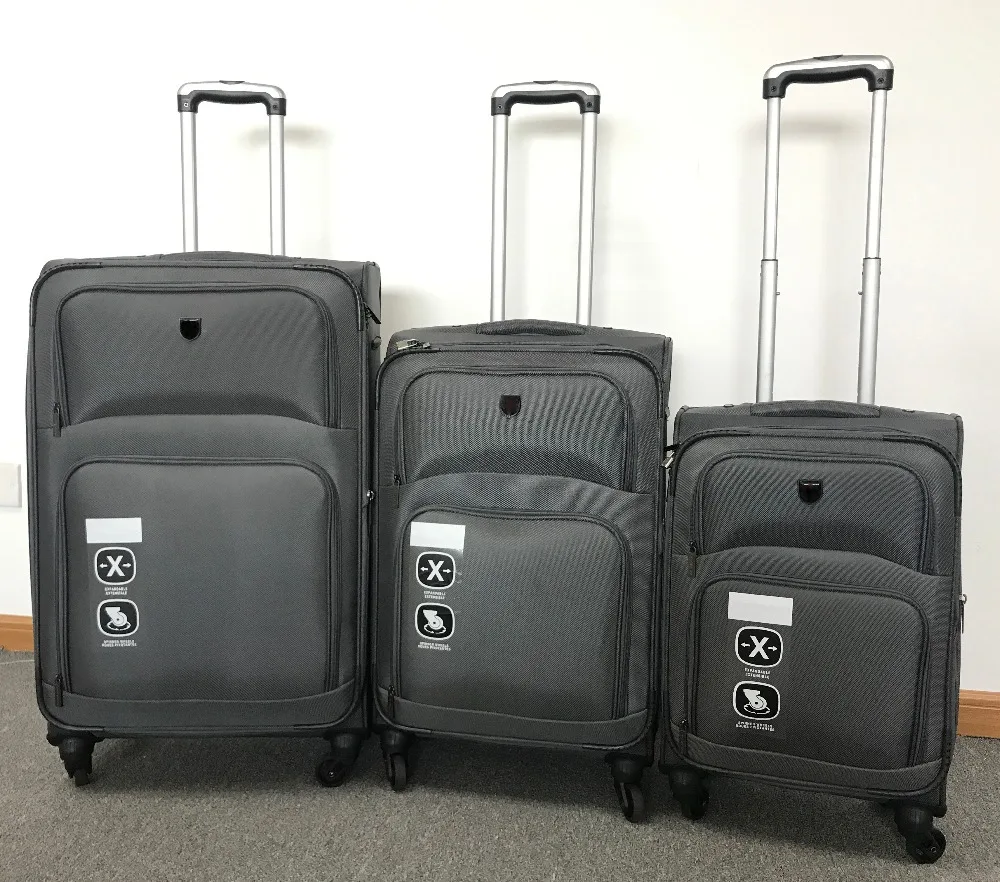 pretty 3 piece trolley luggage set fabric suitcase