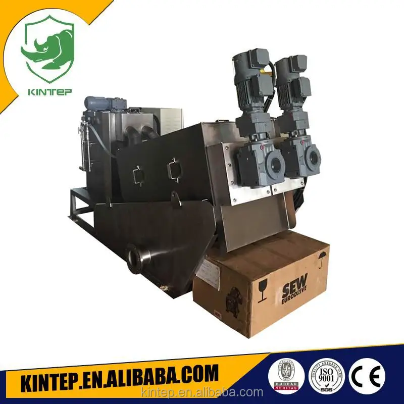 Sludge dewatering machine for greasy wastewater treatment